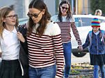 Jennifer Garner sports striped top with two daughters