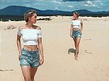 Alex Nation goes bra-less while enjoying a beach stroll