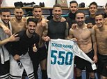 Sergio Ramos celebrates reaching 550 Real Madrid matches