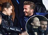 Bella Hadid mingles with David Beckham at a football game in Paris