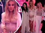 Khloe Kardashian attends baby shower in a bump-hugging pink dress