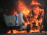 NYPD truck carrying metal barricades bursts into flames in Manhattan