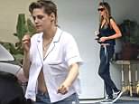 Kristen Stewart and Stella Maxwell leave in midriff-baring outfits