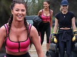 TOWIE's Shelby Tribble flashes her enviable cleavage in a hot pink crop top