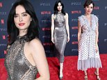Krysten Ritter shimmers in silver as she joins Alison Brie in polka dot dress at Netflix event in LA
