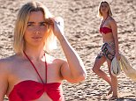 Ashleigh Brewer hits the beach in a rouge bikini while filming Home And Away scenes