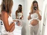 Heavily pregnant WAG Joanna Burgess flaunts her baby belly