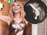 Kylie Minogue wows in figure-hugging gold dress at her 50th party… as she shares a birthday kiss