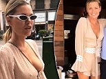 Sophie Monk goes braless in a plunging pink top during lunch date