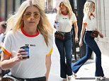 Mollie King showcases her retro style in slogan tee as she steps out after appearance on Lorraine
