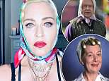 Madonna channels The Queen and Hilda Ogden as she rocks headscarf (but still wears sheer negligee)
