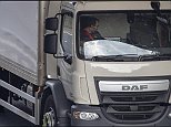 Shocking moment lorry driver takes both hands off the wheel of his 13-ton truck