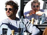 Former Bachelor Matty J tucks into a healthy breakfast with a male pal at a Bondi eatery