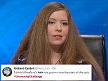 University Challenge viewers fascinated by contestant's long hair 