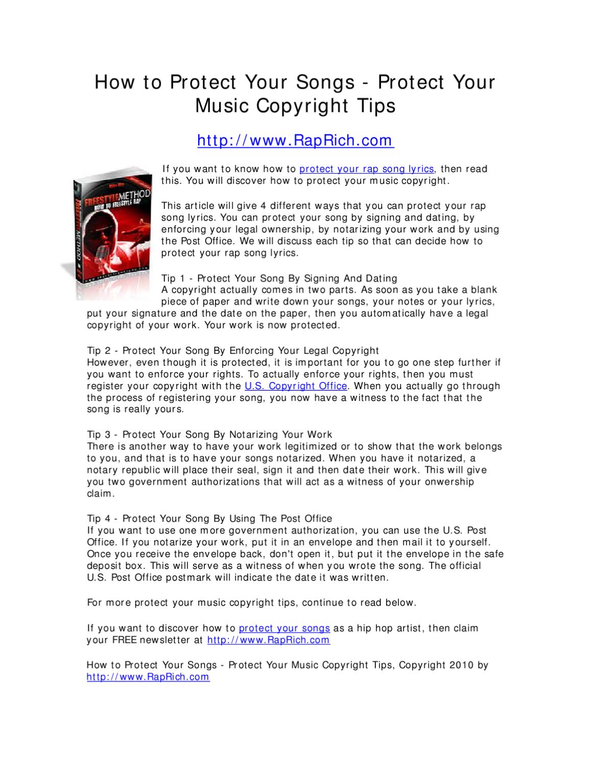 How to Protect Your Songs – Protect Your Music Copyright Tips